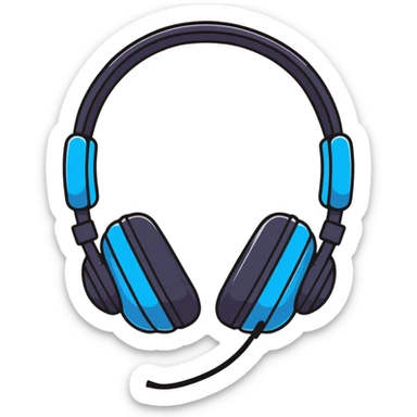 Cute black headphones with small blue lights and a happy face sticker