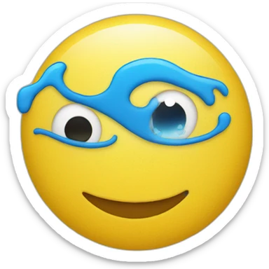 one yellow emoji with a lot of blue sticker
