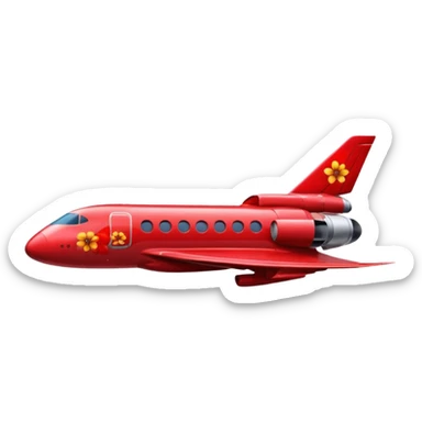 a red flower splashed in red paint on the side of a space jet fuselage sticker