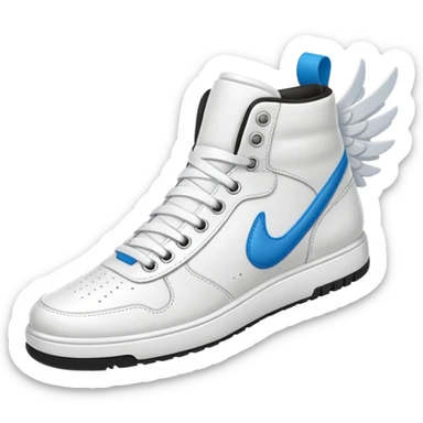 white winged sneakers mid air sticker