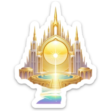 Epic divine glittery complex detailed iridescent gradients white golden bright light solarpunk sunny aesthetic-scenery sticker