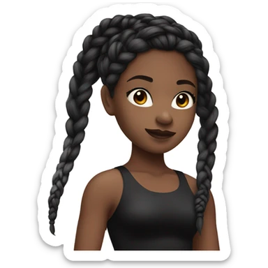 white skin with black frend braided hair girl wearing a black leotard sticker