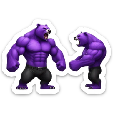 Angry muscular purple and black bear sticker