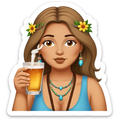 Fatty hippie woman chugging alcohol sticker
