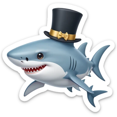 cute shark with a fancy top hat sticker