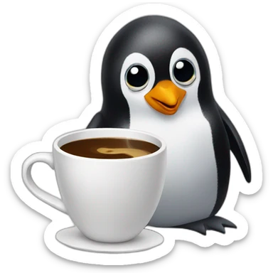 Penguin sipping coffee sticker