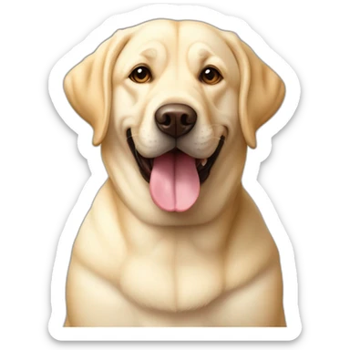 Light yellow English Labrador retriever big tongue chubby face happy chubby body sitting sticker