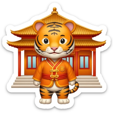 Chinese new year 老虎，我要有新年气氛的… 背景可以加屋子等吗… 可以加 新年快乐 2026 字眼吗 sticker