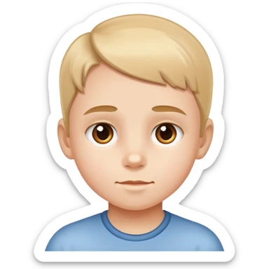 child's face highlighting the forehead, simple and friendly sticker