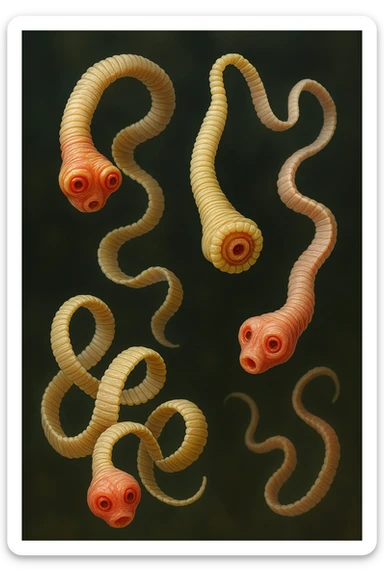 PARASSITI COME LA TENIA FLUTTUANO IN ARIA IPERREALISTICI sticker