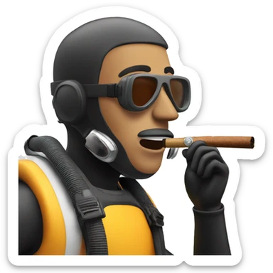 A scuba diver smoking a cigar sticker