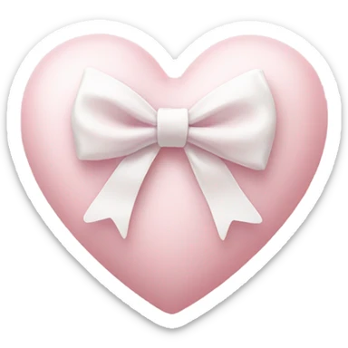 Pastel pink heart with white bow sticker