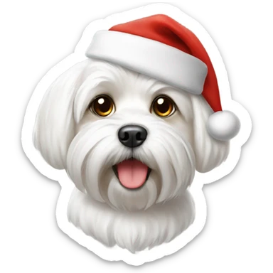 Maltese dog with Santa hat sticker