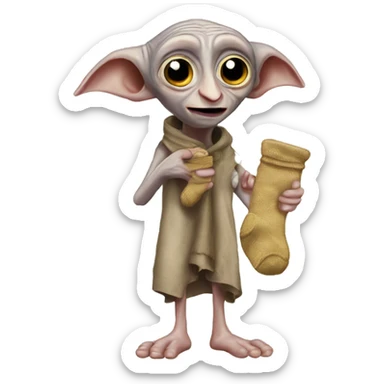 Dobby from harry potter holding socks sticker