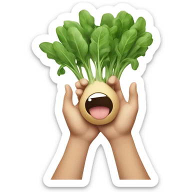 Happy arugula with hands sticker