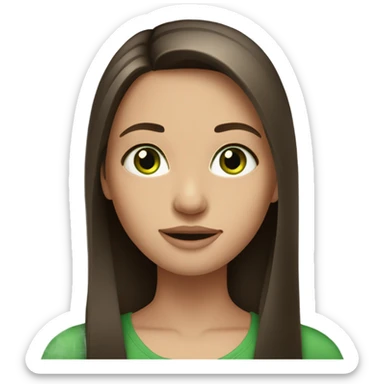 Brunette girl. Long straight hair. Green eyes. sticker