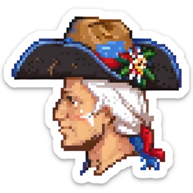 pixel art of Yankee Doodle's head, Tricorne hat, side profile sticker