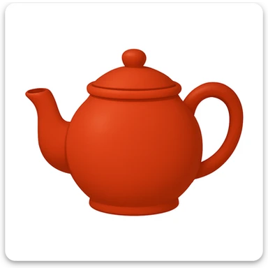Create a teapot in the same moderate red color as the reference teapot, matching the style and shading of the attached coffee cup emoji. The teapot should have no face and be in the emoji style as shown in the coffee cup emoji. sticker