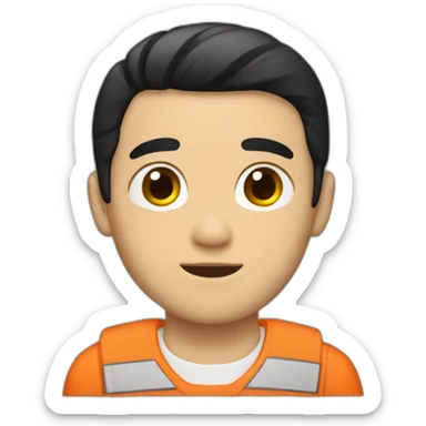 white boy black hair in orange prisoner uniform sticker