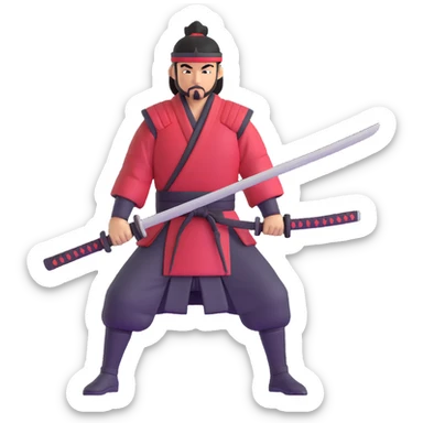 samurai warrior drawing katana sticker