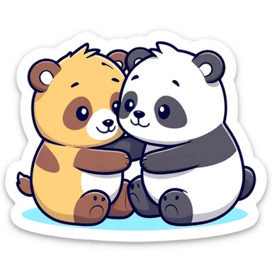 Bear and panda love with cute background  sticker