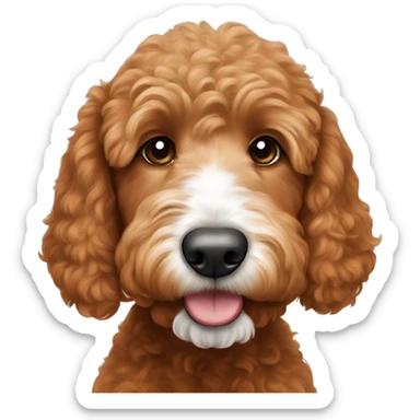 red goldendoodle with a white nose  sticker