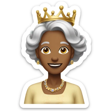 Older 
Black woman with royal crown and clothi.g sticker