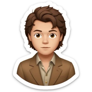 une joli personne qui ressemble a harry styles, avec beaucoup de details,  dans un rond  sticker