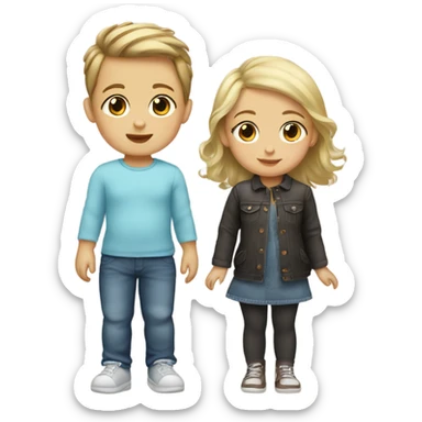 Baby with brown hair and girl with blonde hair sticker