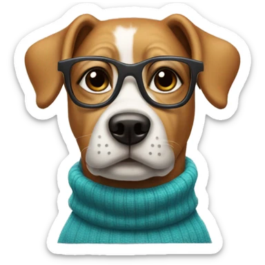 dog with glasses and  wearing turtleneck sticker