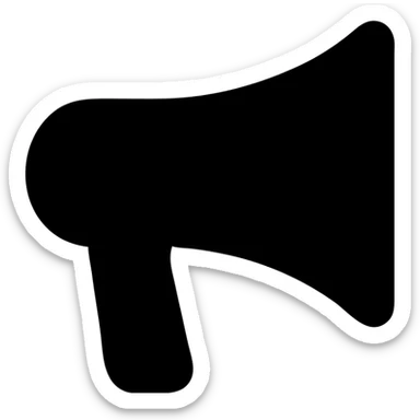 megaphone icon, shaded grey, clean and modern sticker