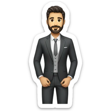 Hombre cuerpo completo traje joven barba moreno sticker