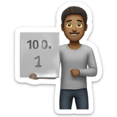 man holding sign that says 10/10 sticker