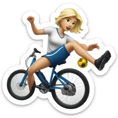 Attractive blond woman atempting football bicycle kick mid air fullbody large torso sticker