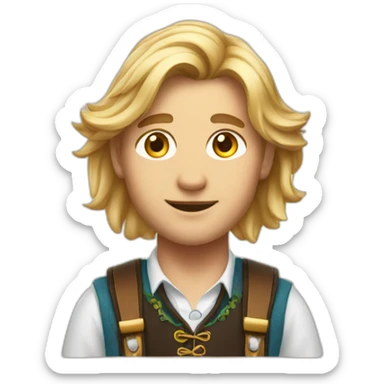 Young Man with long blond hair in Oktoberfest outfit sticker