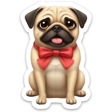 pug wearing a bow sticker
