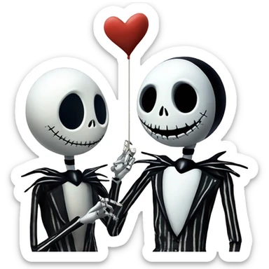 Jack skellington with sign in hand said I love you Lisbeth  sticker