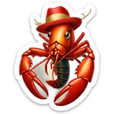 Beautiful lobster in a fancy hat sticker