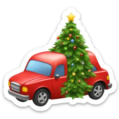 Christmas Car with Christmas Tree  sticker