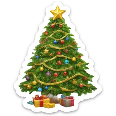 Beautiful decorated Christmas tree sticker