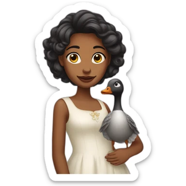 A girl with a goose queen sticker