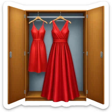 open wardrobe with dress hanging inside sticker
