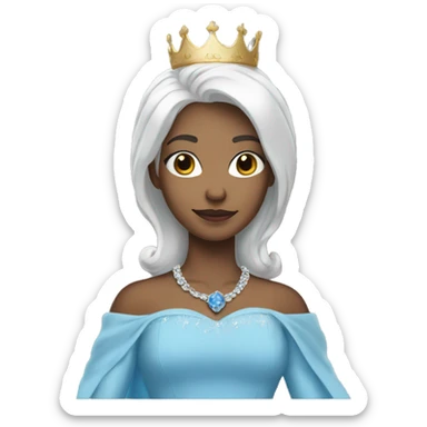 girl with white hair wearing sky blue coronation gown sticker
