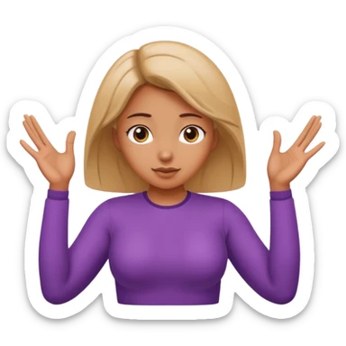 A girl with curious expressions and her arms making a v and her hands on her curves sticker