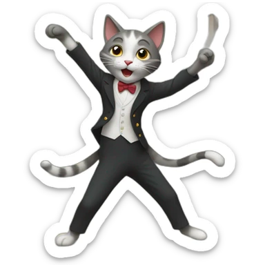 dancing cat in france sticker