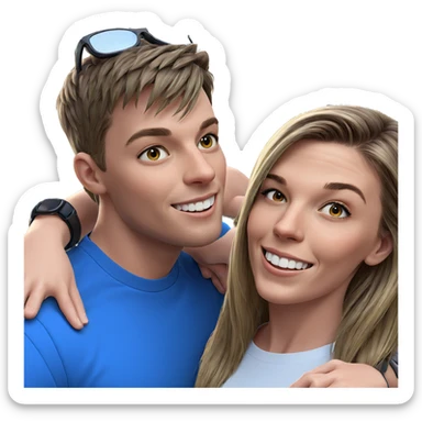 smiling girl and boy outdoors sticker