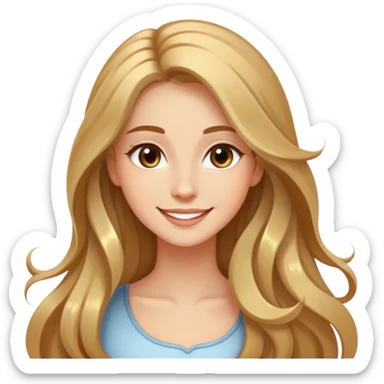 A graceful young woman with long, flowing hair, sparkling eyes, and a warm, radiant smile that lights up the room sticker