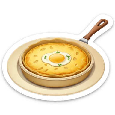 Round spanish potato omelet no plate, plain ok top no toppings sticker