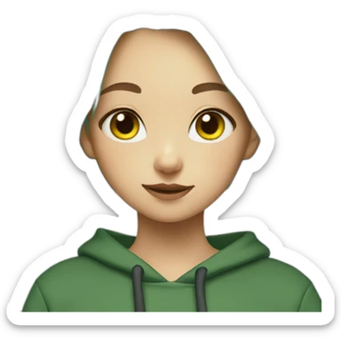 Cat Girl with green hair and dark sweatshirt sticker