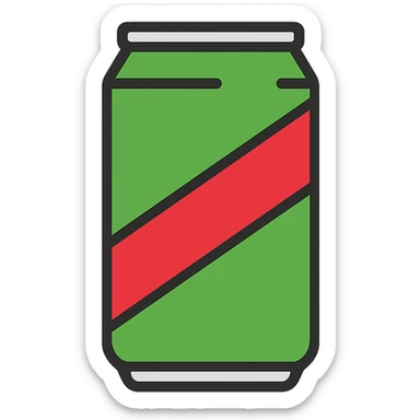 flat icon of a Mountain Dew can, vibrant green and red, clean outline, no text sticker